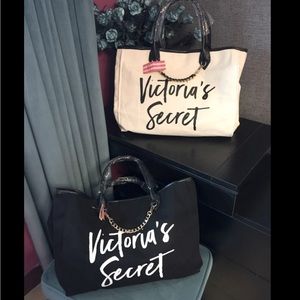 Victoria’s Secret Bond Street London Tote Bag, off-white and black